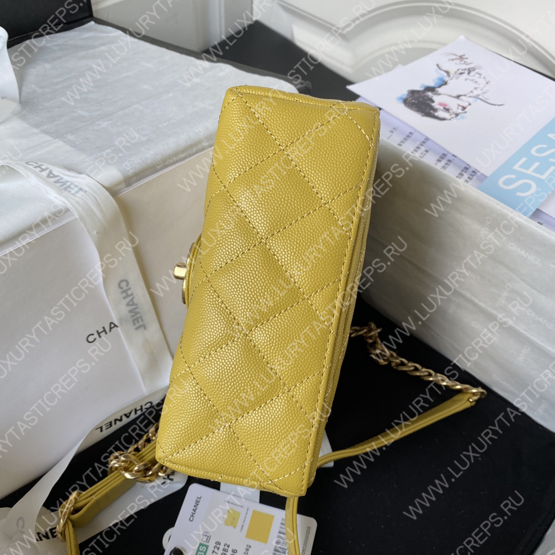 Ch*el small vanity case yellow as3729