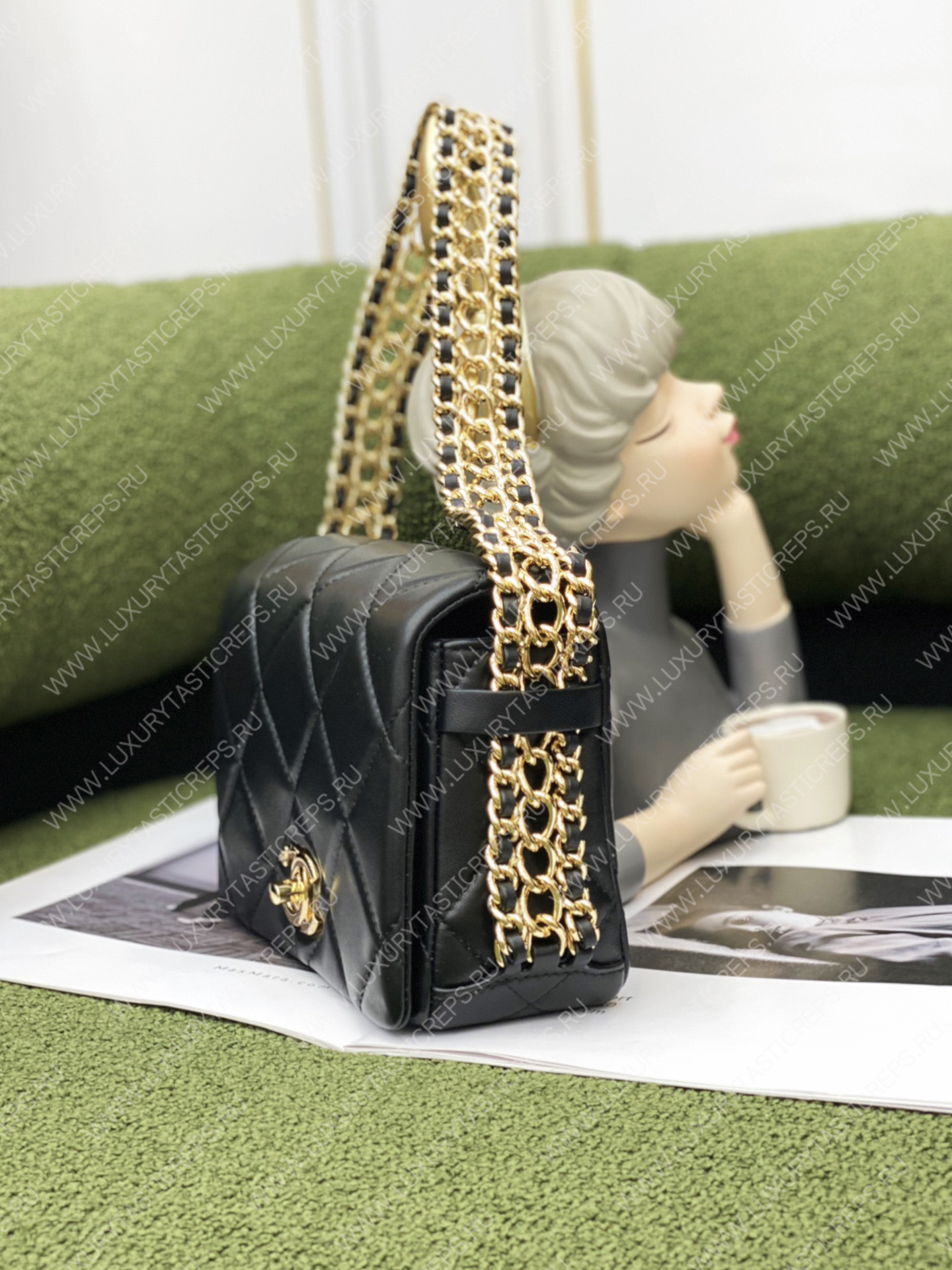 Ch*el mini flap bag black as3751
