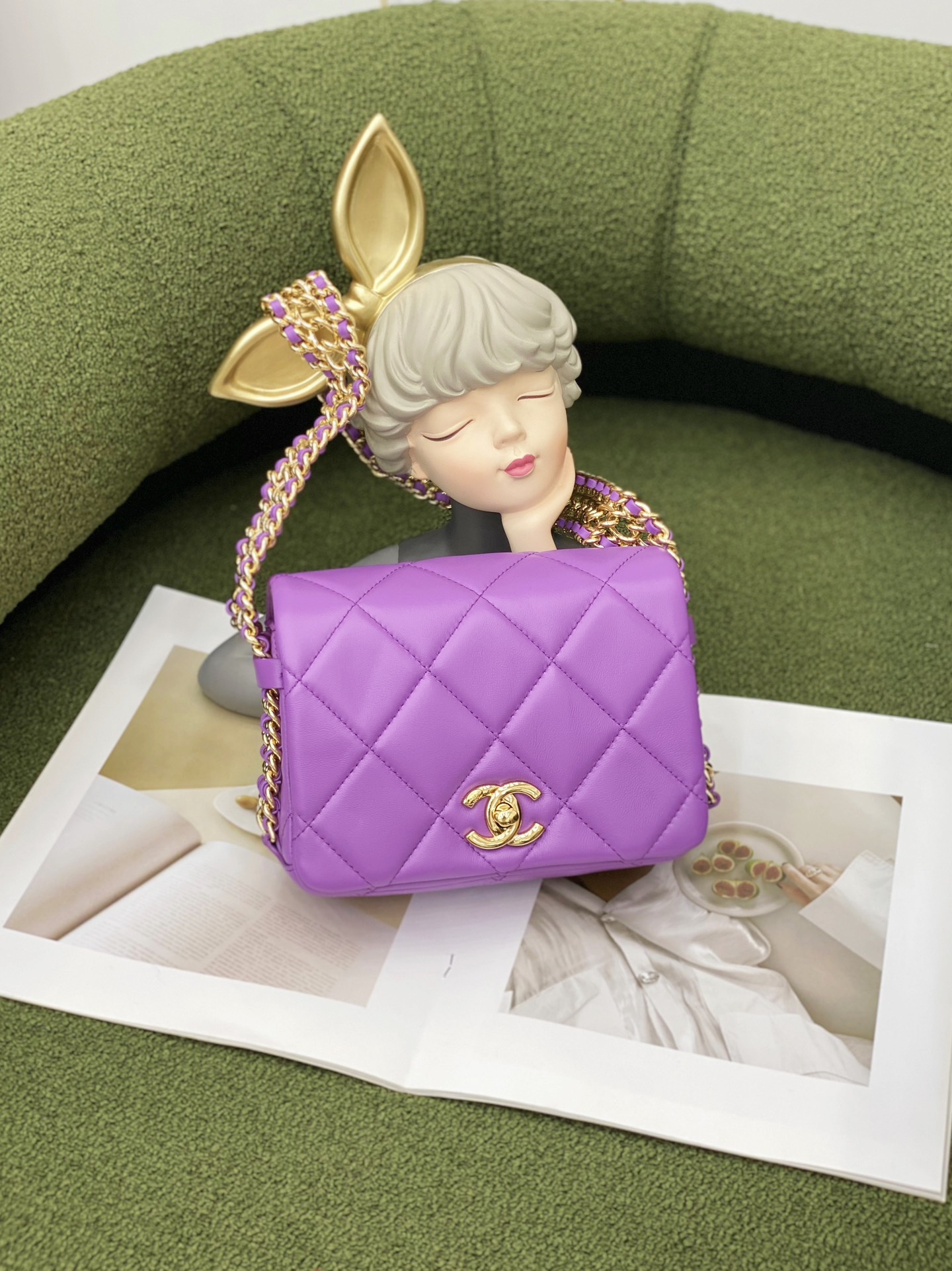Ch*el mini flap bag purple as3751