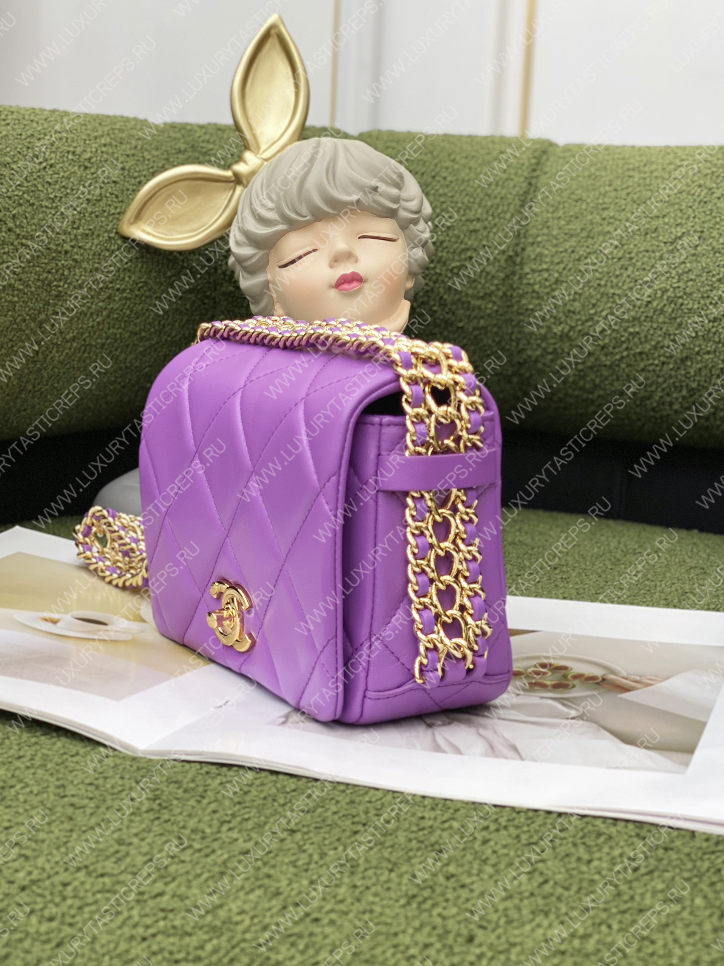 Ch*el mini flap bag purple as3751
