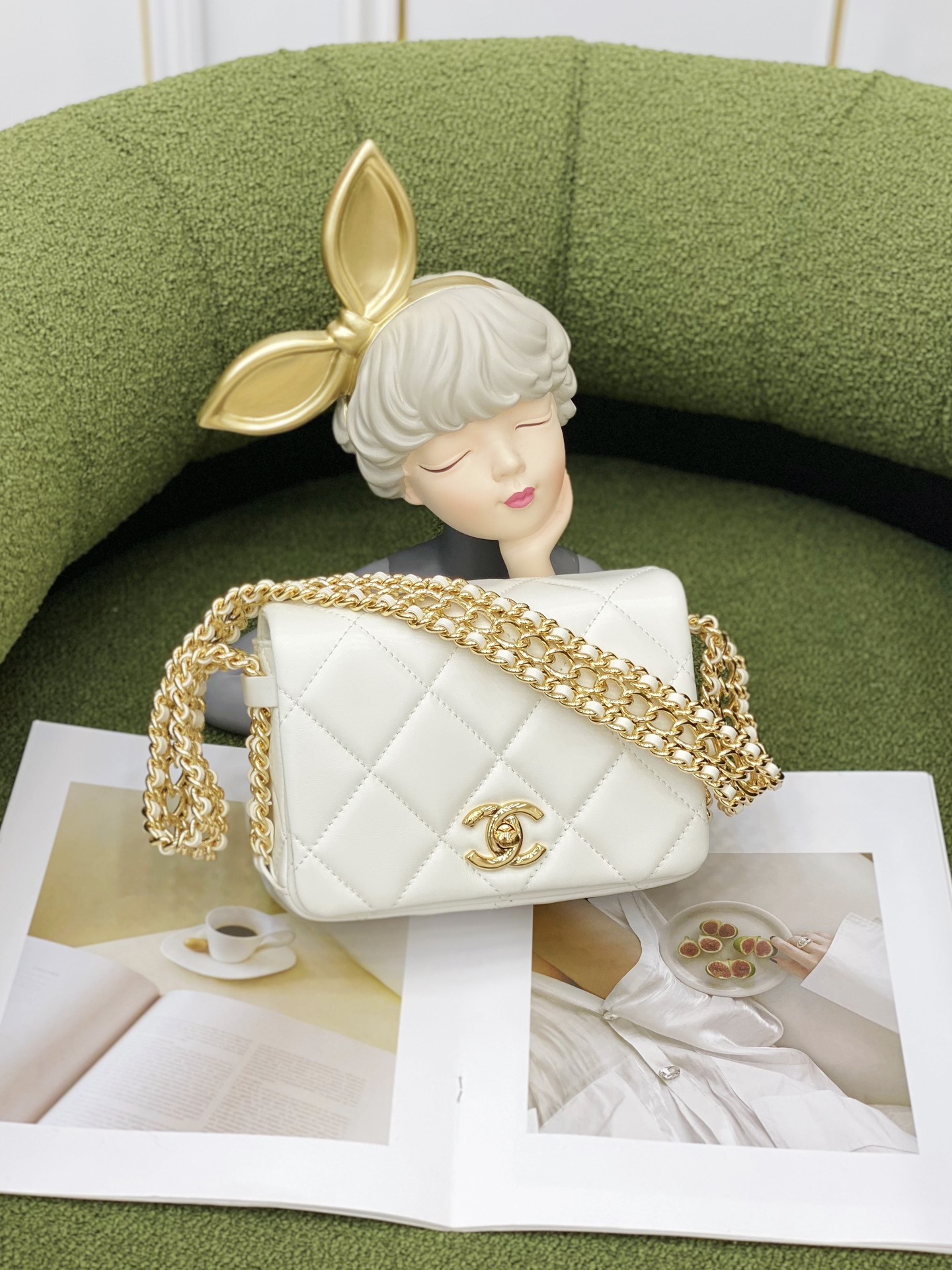 Ch*el mini flap bag white as3751