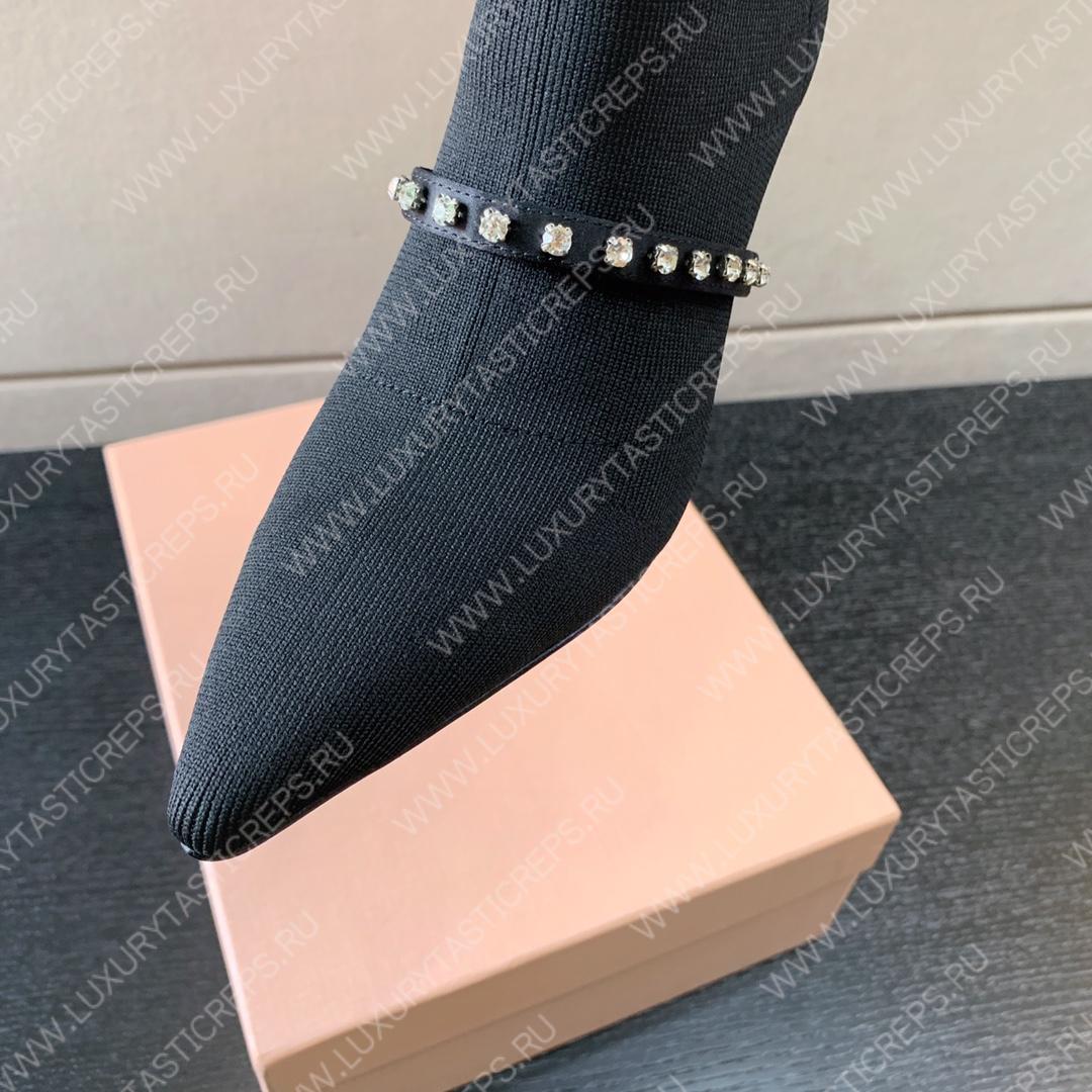 MIU MIU TECHNICAL KNIT BOOTIES BLACK 5T815D