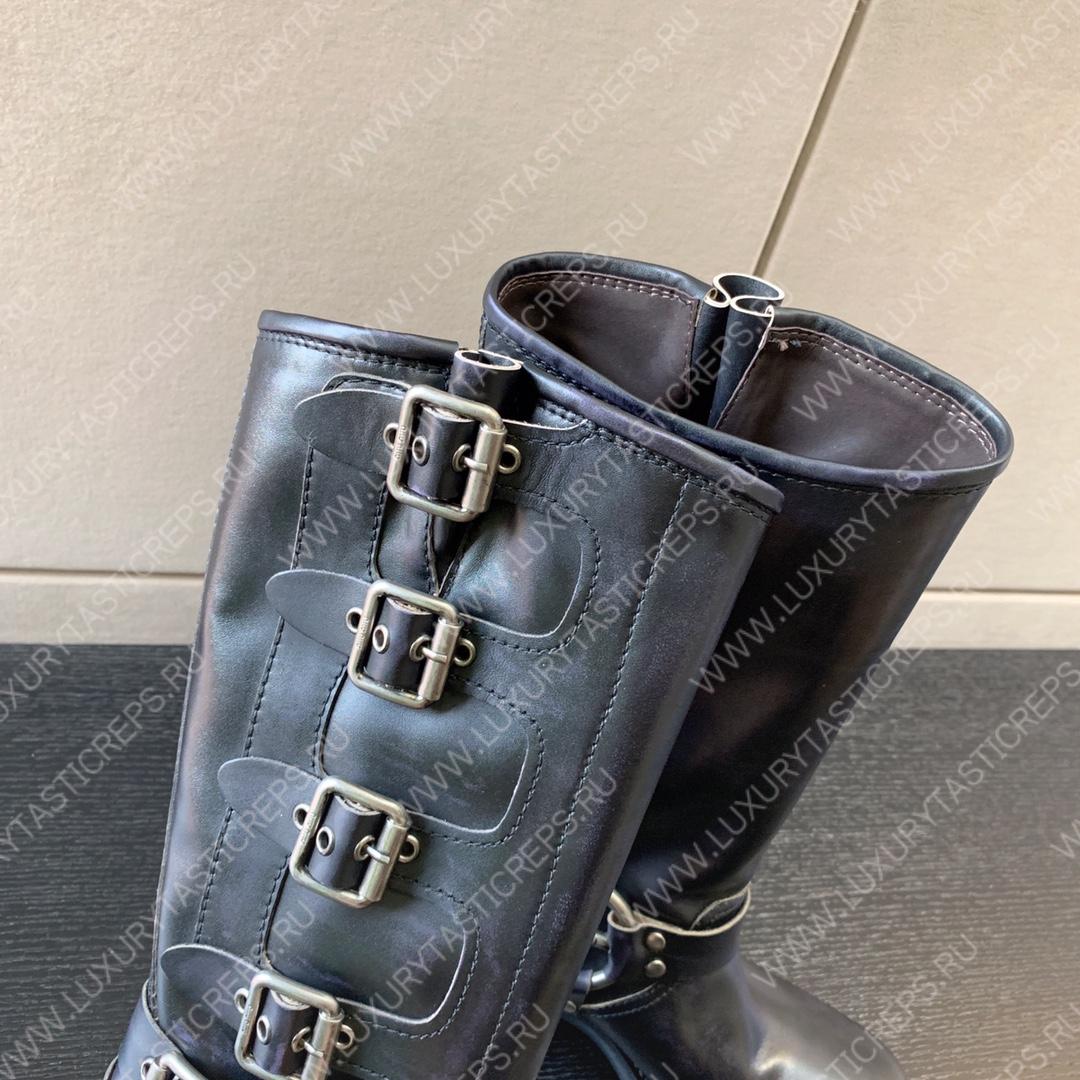 MIU MIU LEATHER BIKER BOOTS BLACK 5W792D