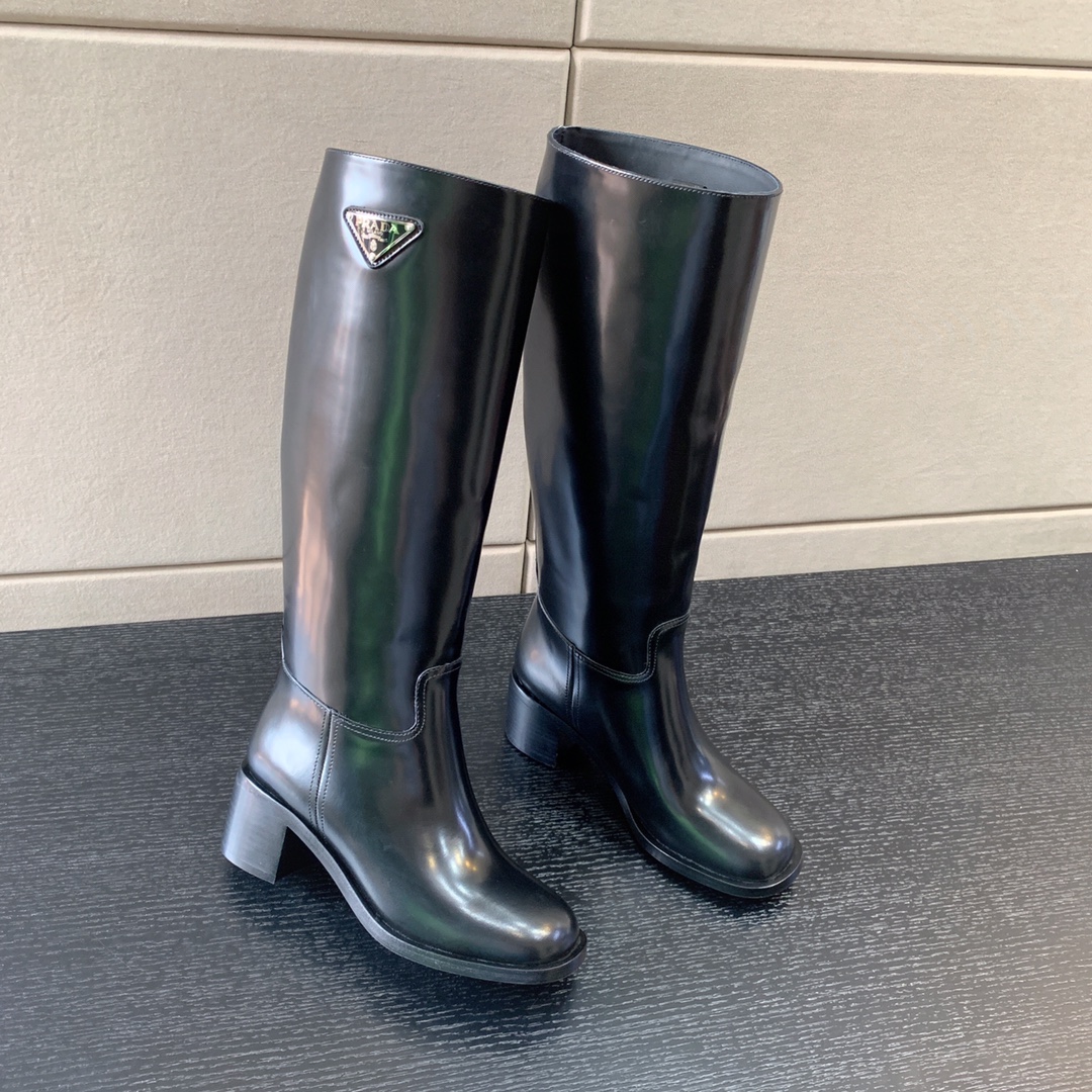 Pra*a leather and nylon boots black 1w411m