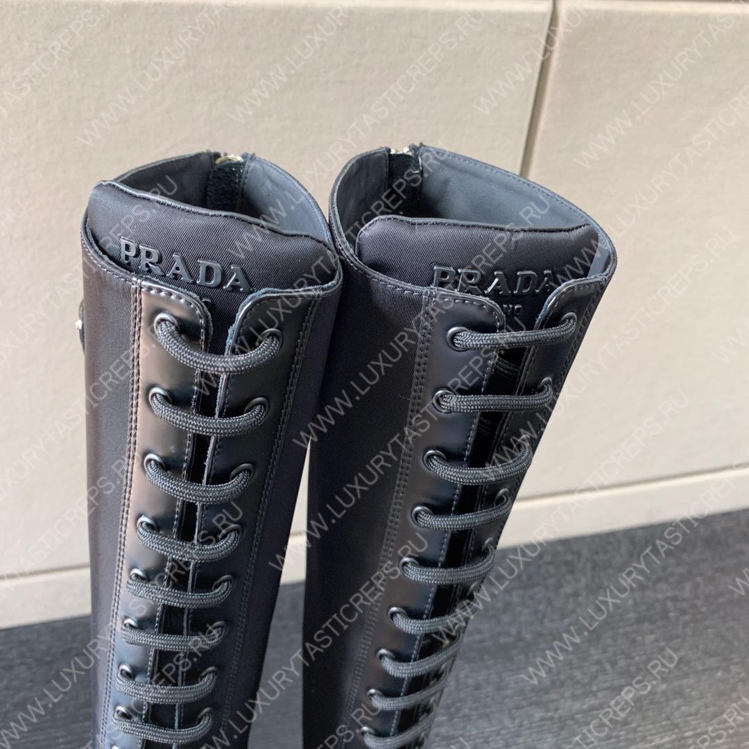 Pra*a brushed leather and nylon boots black 1w906m