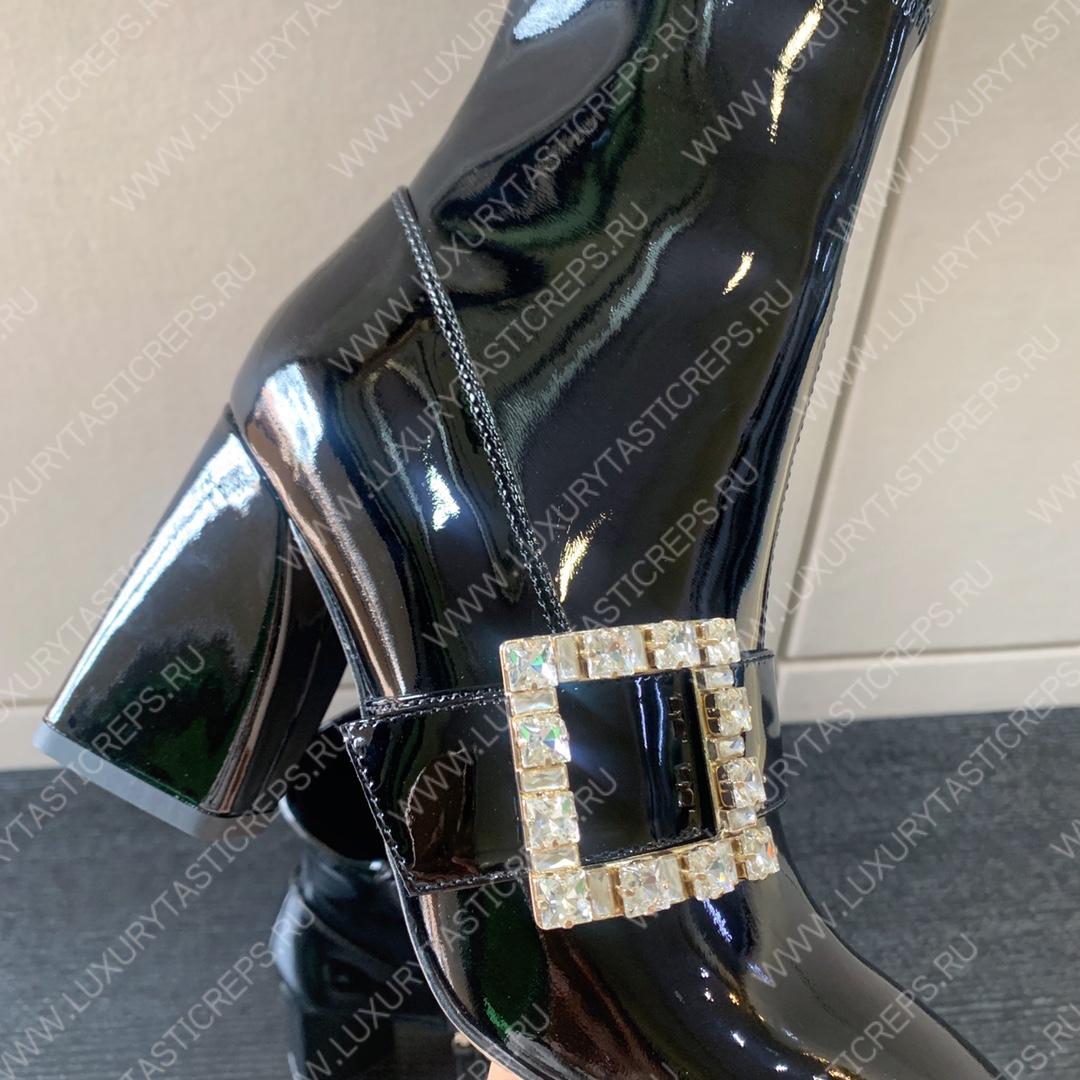 ROGER VIVIER VIV STRASS BUCKLE ANKE BOOT BLACK RVW59829