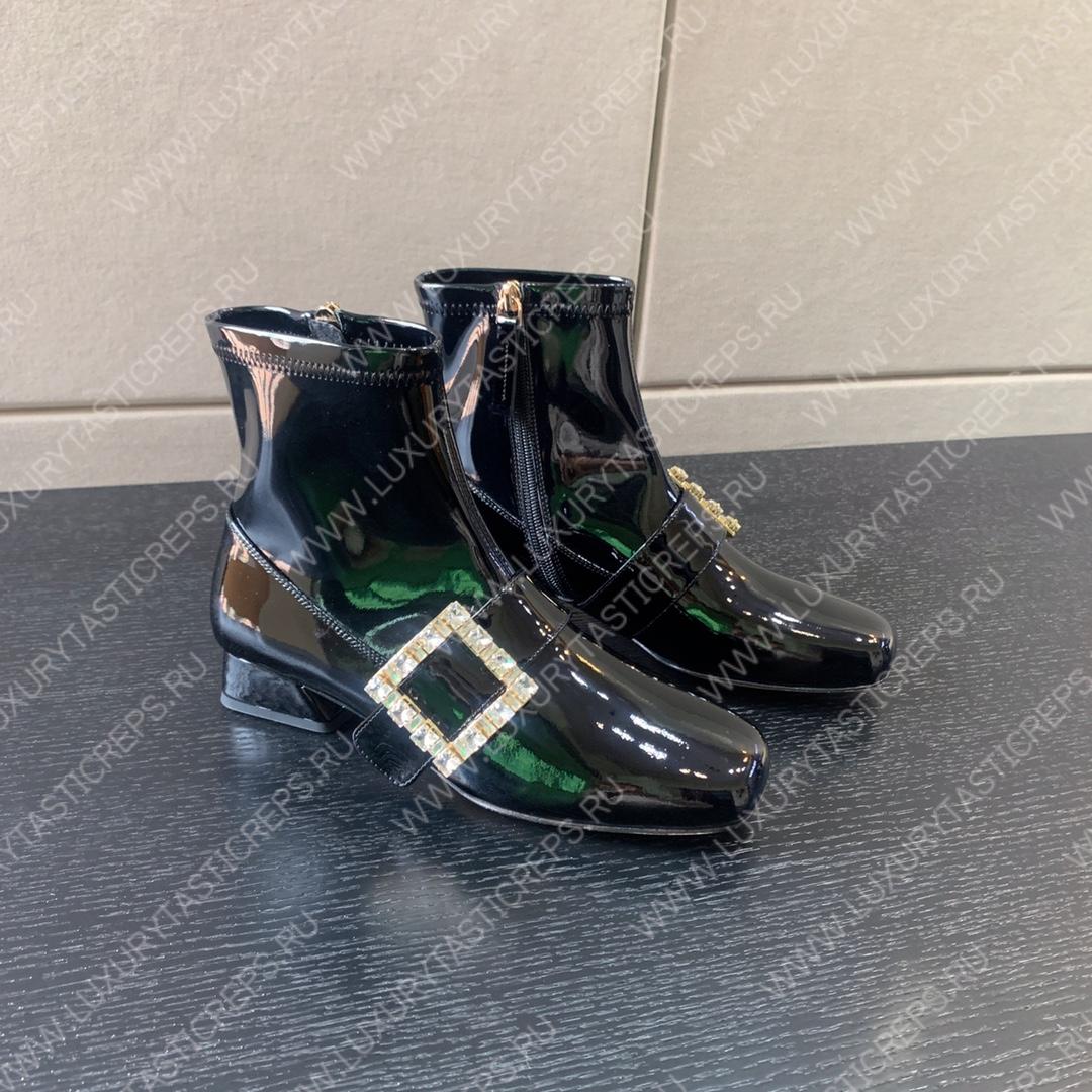 ROGER VIVIER VIV STRASS BUCKLE ANKE BOOT BLACK RVW59829