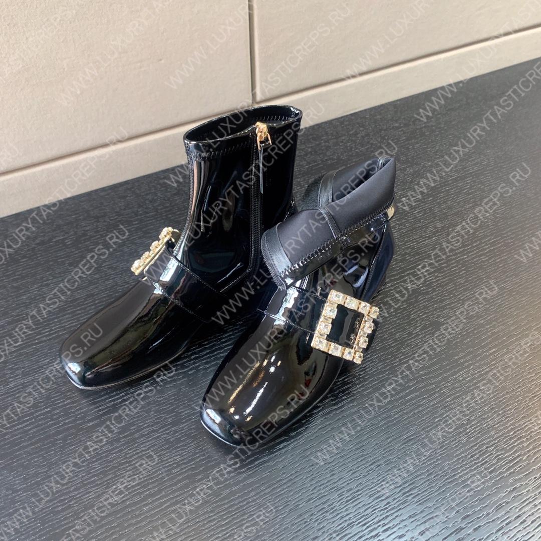 ROGER VIVIER VIV STRASS BUCKLE ANKE BOOT BLACK RVW59829