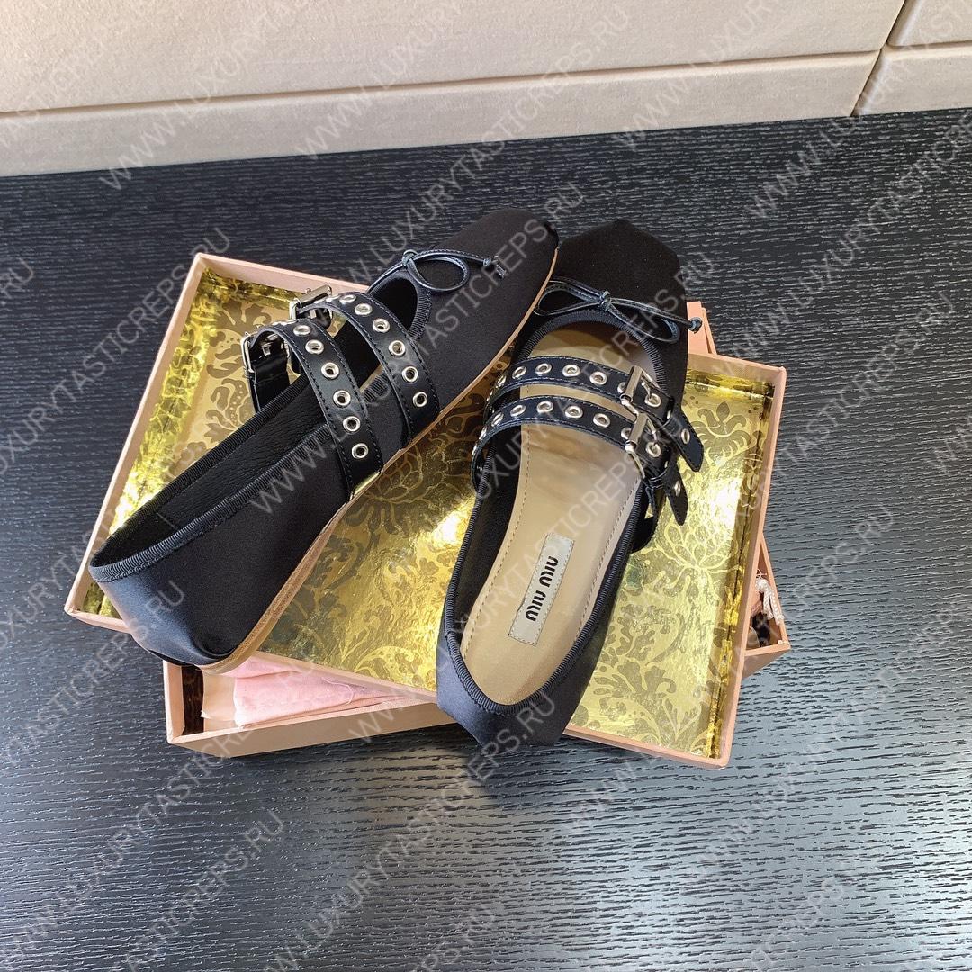 MIU MIU NAPPA LEATHER BALLERINAS BLACK 5F466A