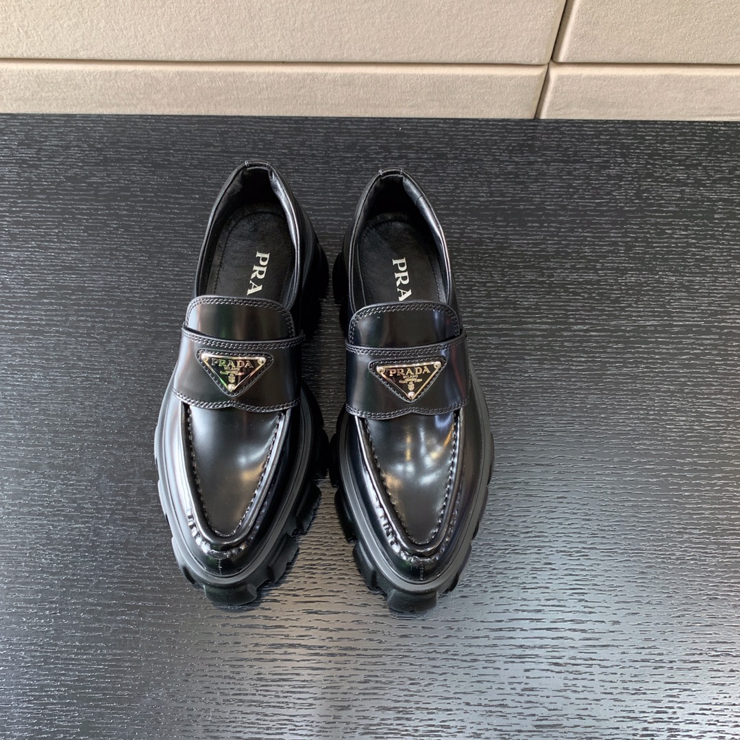 Pra*a brushed leather monolith loafers black 1d649m