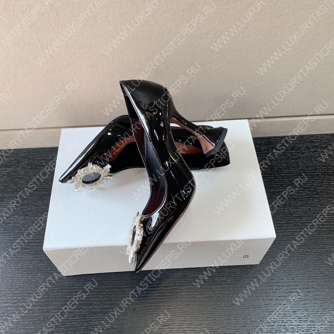 AMINA MUADDI BEGUM PATENT LEATHER PUMPS BLACK AM8001
