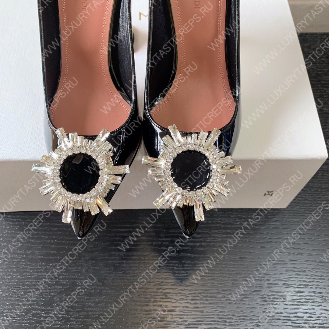 AMINA MUADDI BEGUM PATENT LEATHER PUMPS BLACK AM8001