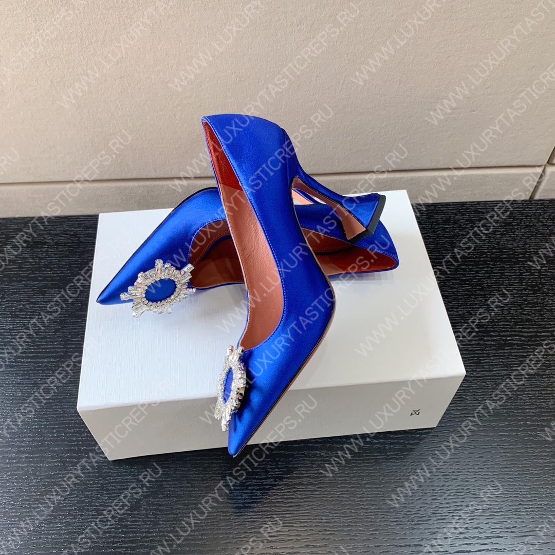 AMINA MUADDI BEGUM PATENT LEATHER PUMPS BLUE AM8001