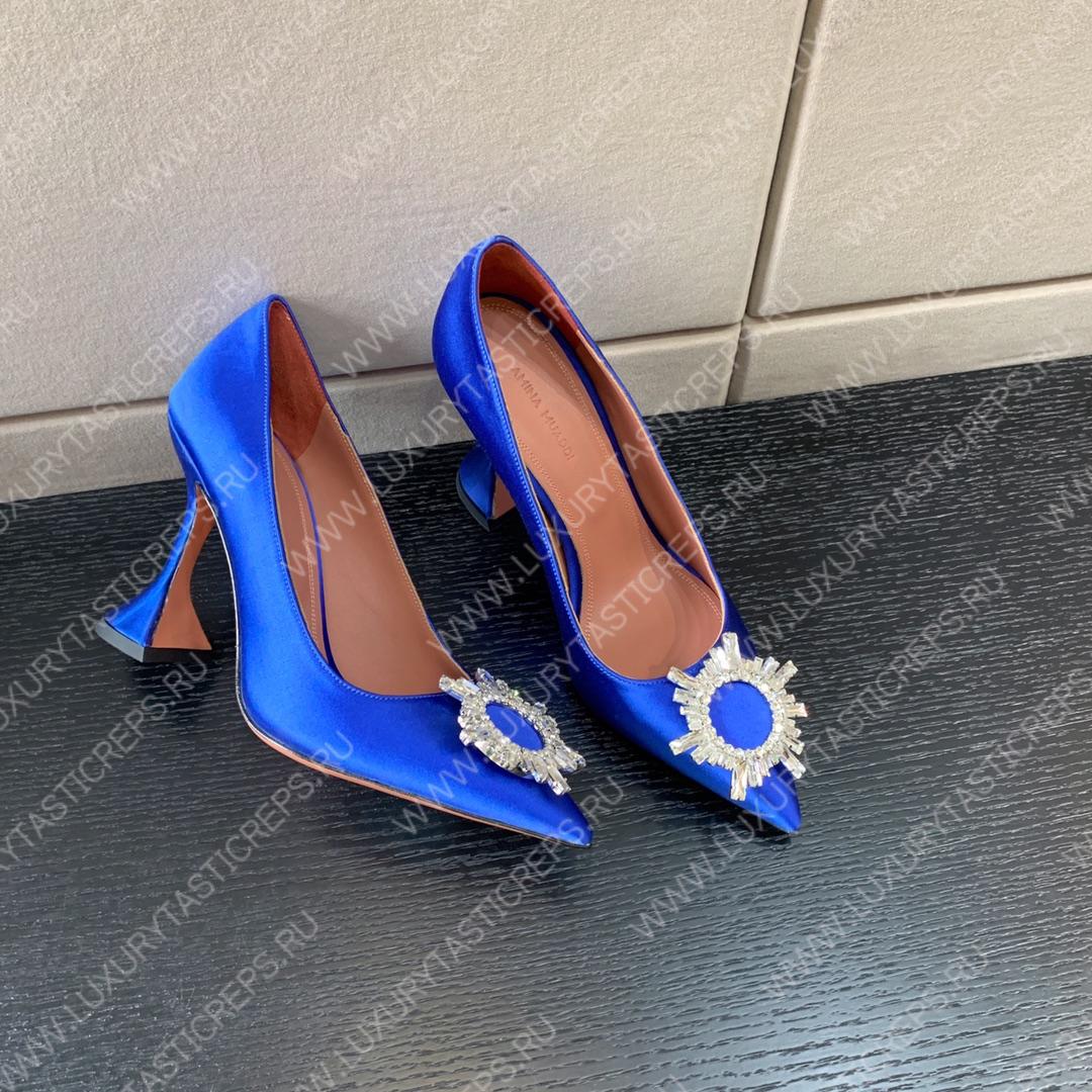 AMINA MUADDI BEGUM PATENT LEATHER PUMPS BLUE AM8001
