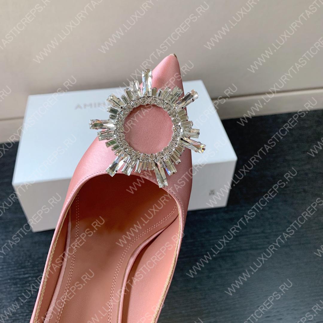 AMINA MUADDI BEGUM PATENT LEATHER PUMPS BABY PINK AM8001