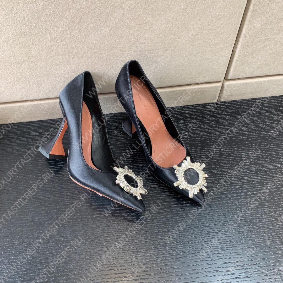 AMINA MUADDI BEGUM SATIN PUMPS BLACK AM8001