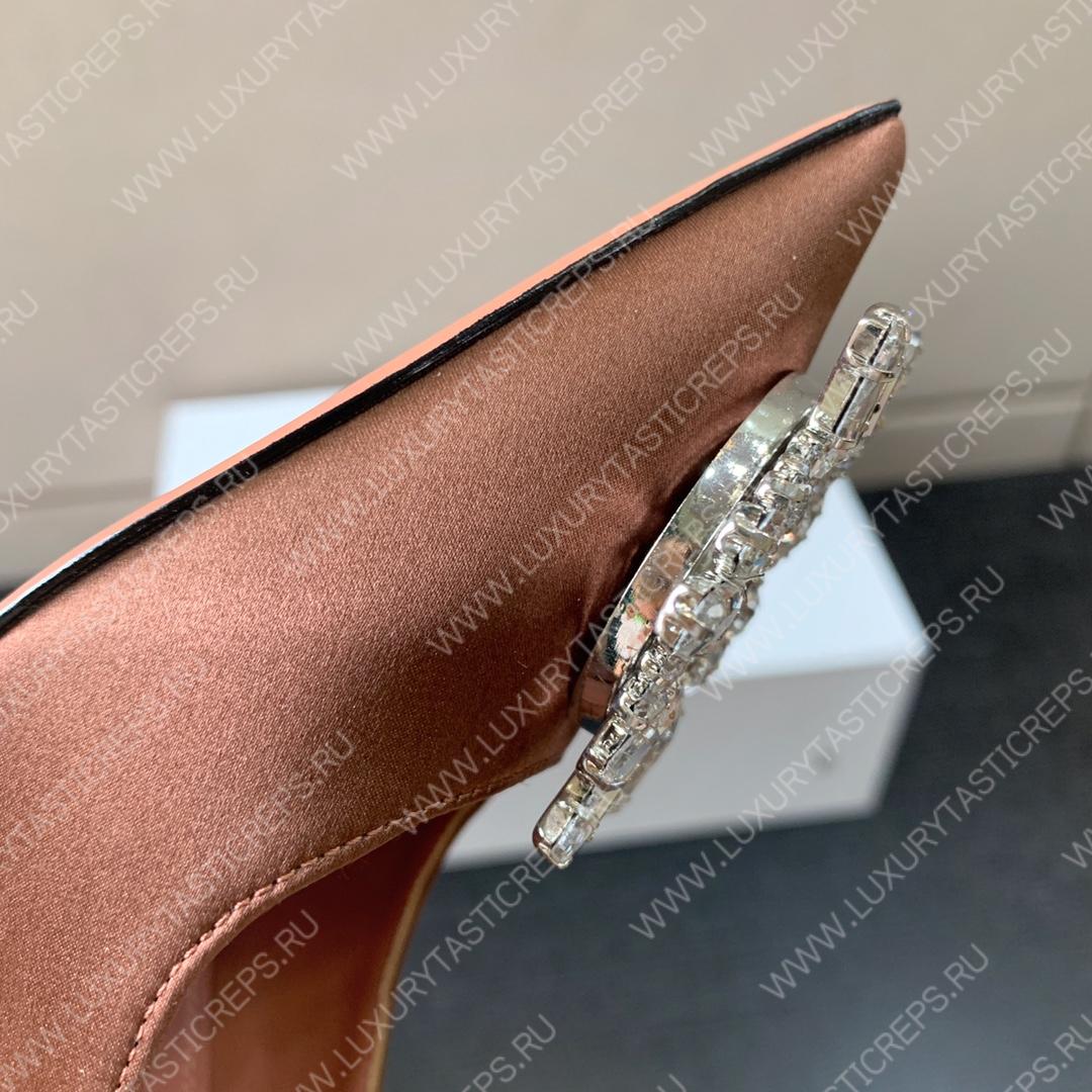 AMINA MUADDI BEGUM PATENT LEATHER PUMPS BROWN AM8001