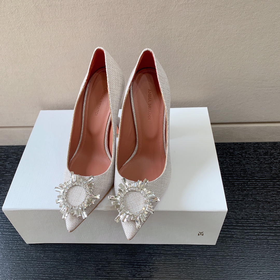 AMINA MUADDI BEGUM FABRIC PUMPS WHITE AM8001