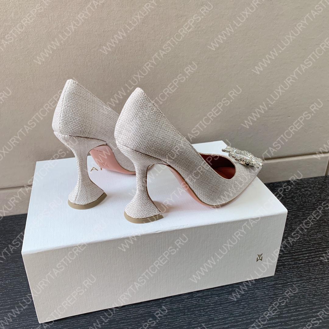 AMINA MUADDI BEGUM FABRIC PUMPS WHITE AM8001