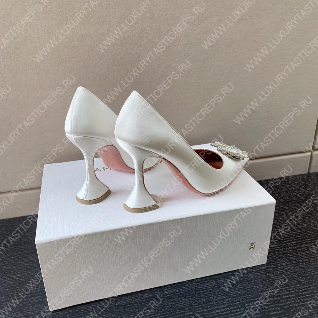 AMINA MUADDI BEGUM SATIN PUMPS OFF WHITE AM8001