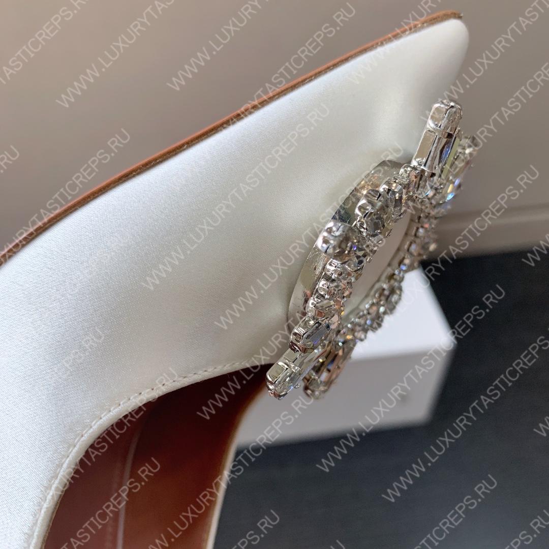 AMINA MUADDI BEGUM SATIN PUMPS OFF WHITE AM8001