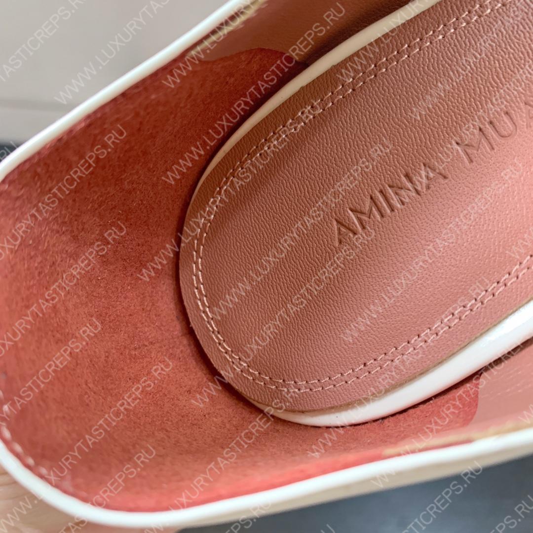 AMINA MUADDI BEGUM PATENT LEATHER PUMPS WHITE AM8001