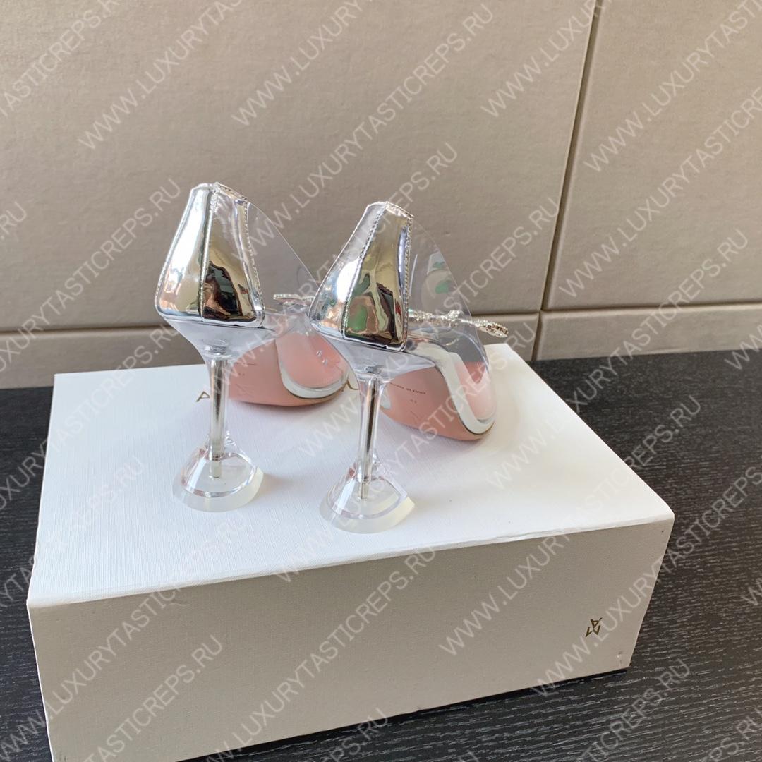 AMINA MUADDI ROSIE GLASS PUMP SILVER AM8003