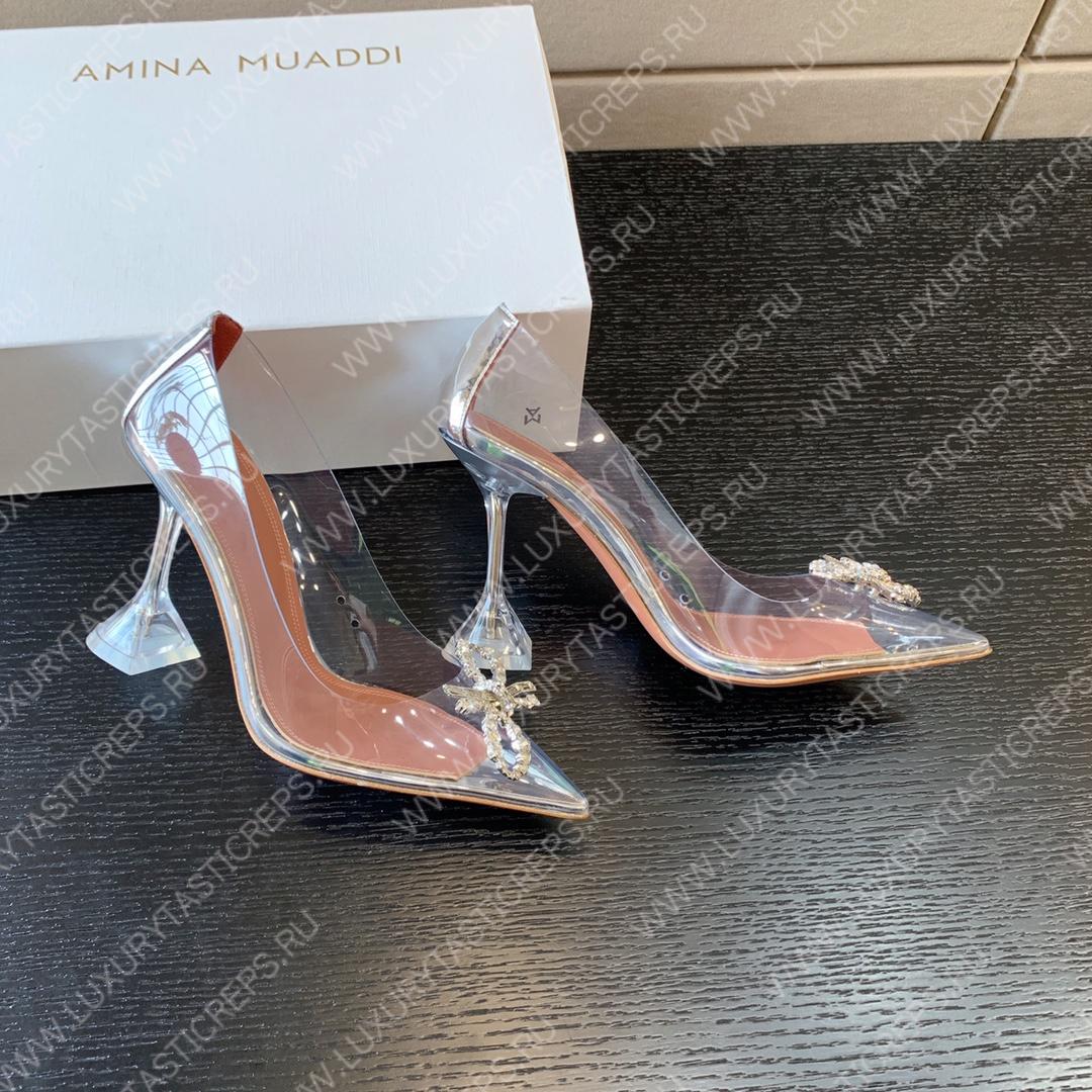 AMINA MUADDI ROSIE GLASS PUMP SILVER AM8003