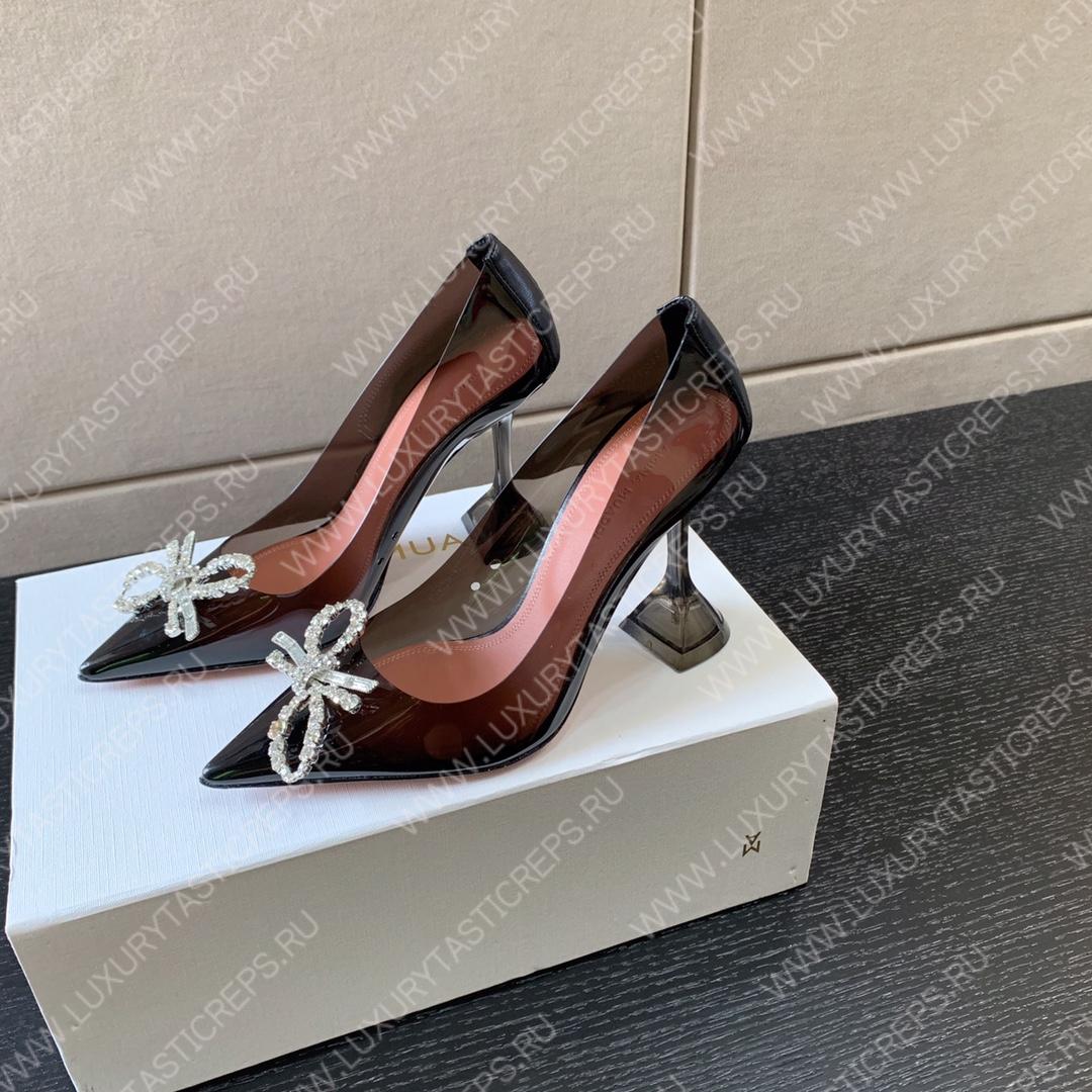 AMINA MUADDI ROSIE GLASS PUMP BLACK AM8003