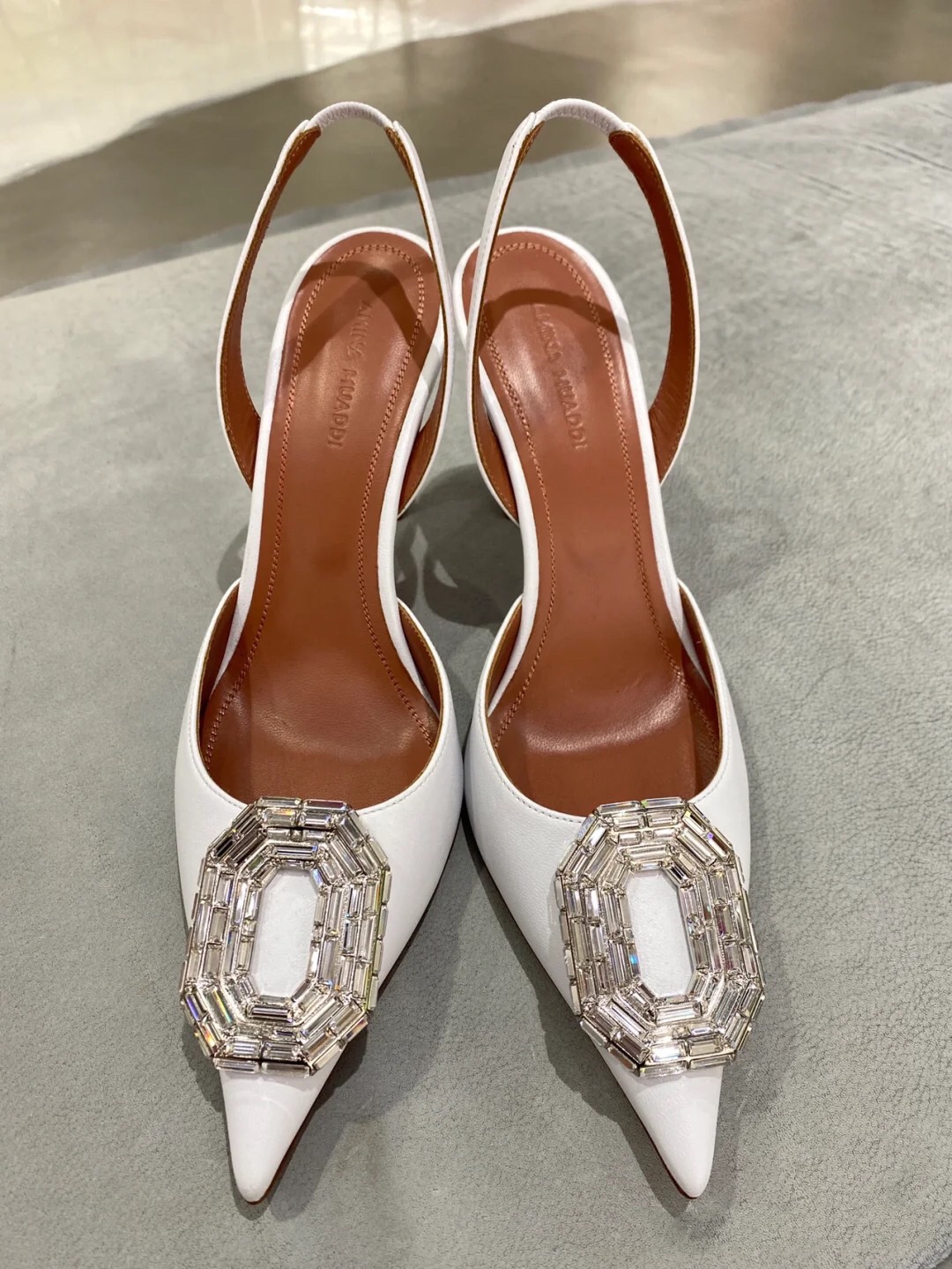 AMINA MUADDI CAMELIA 60 LEATHER SLINGBACK HEELS AM9003