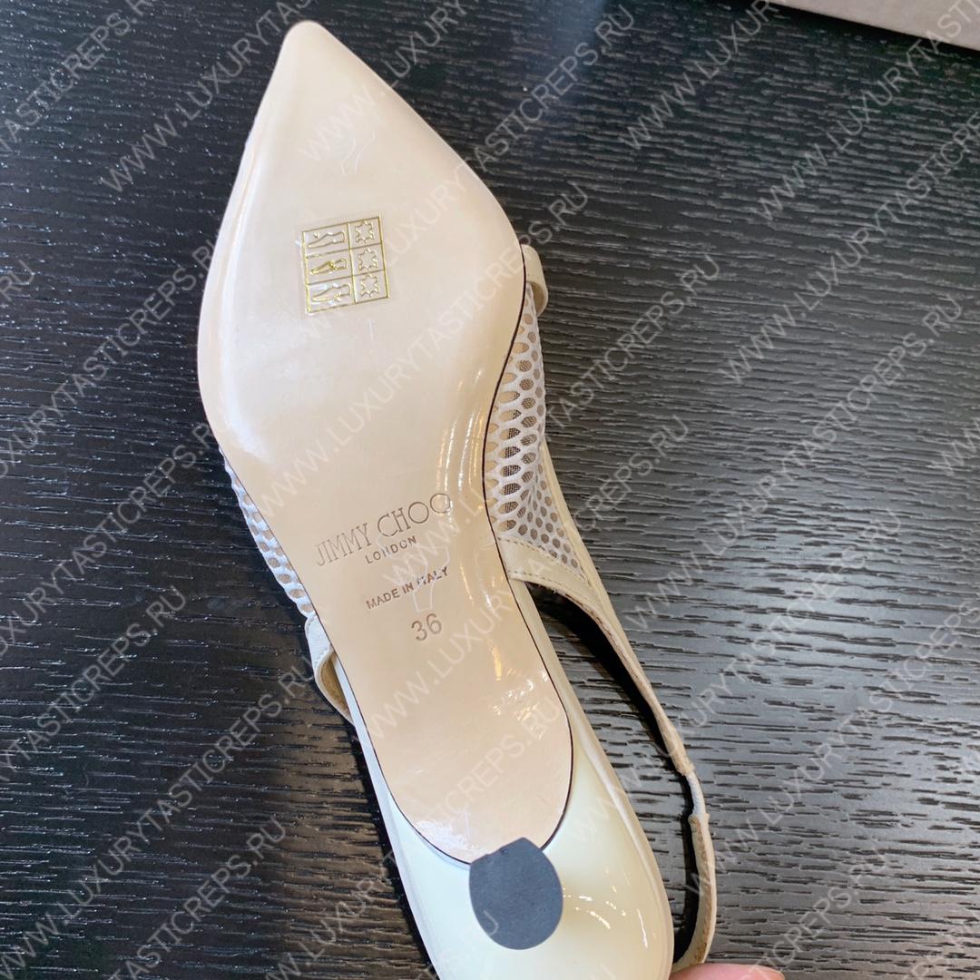 JIMMY CHOO SLINGBACK PUMPS WHITE/LATTE AMITA45NHD