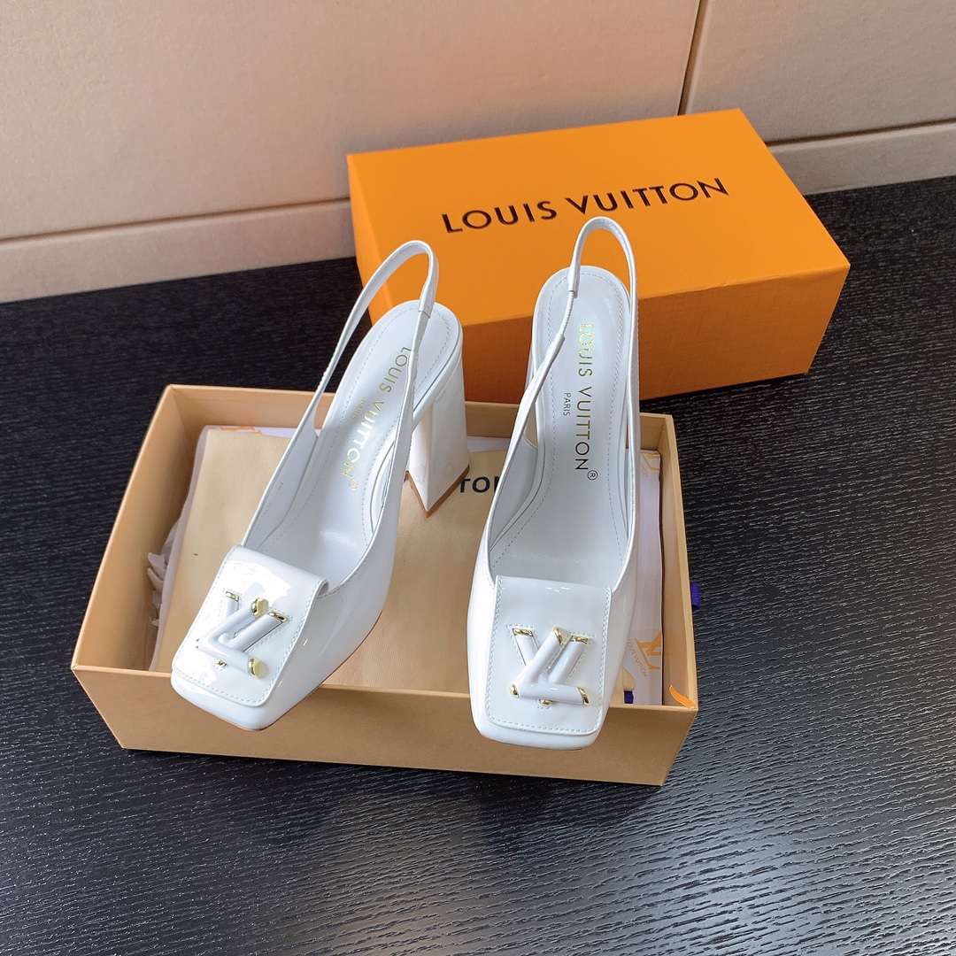 L**is vitton madeleine slingback pumps leather white 1a65og