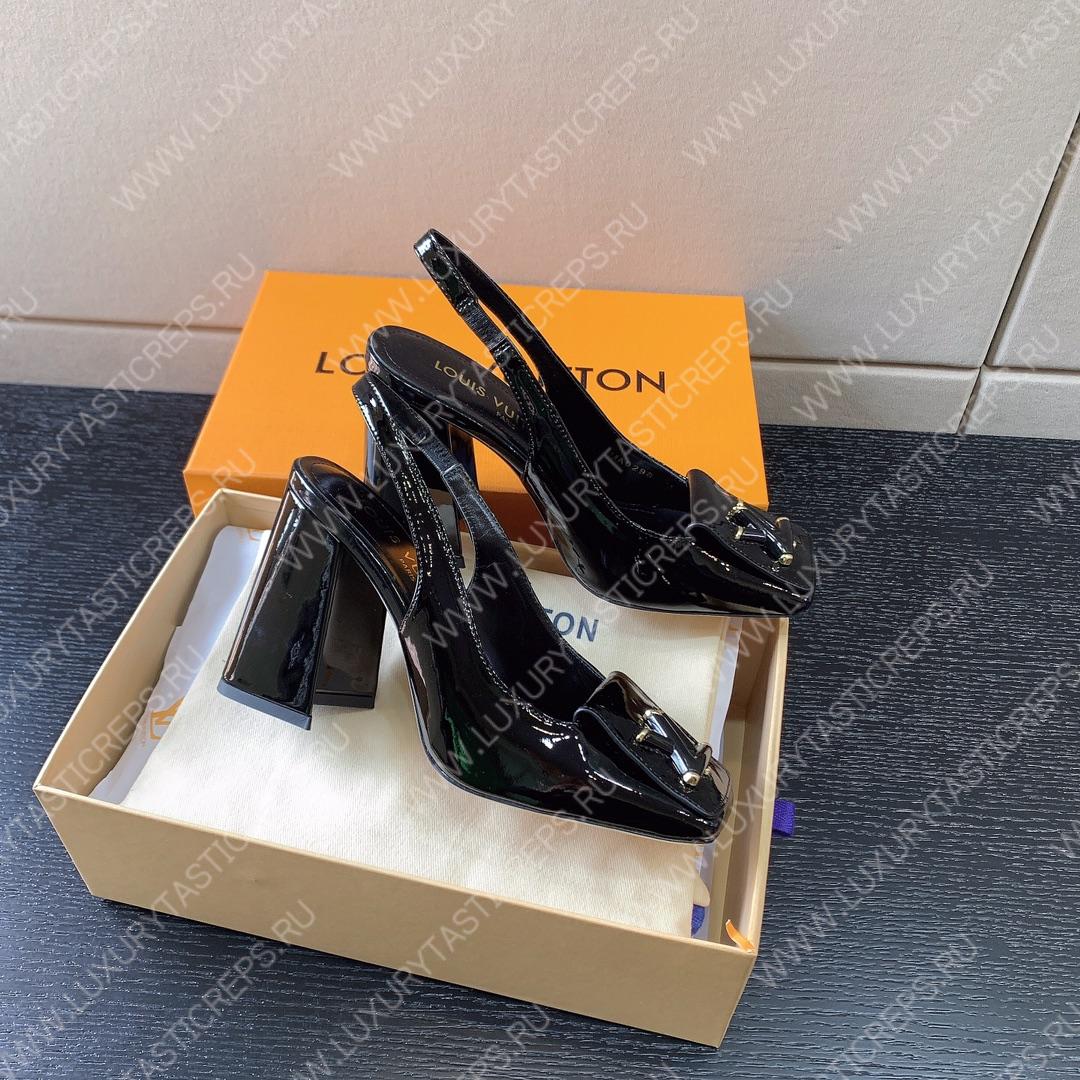 L**is vitton madeleine slingback pumps leather black 1a65og
