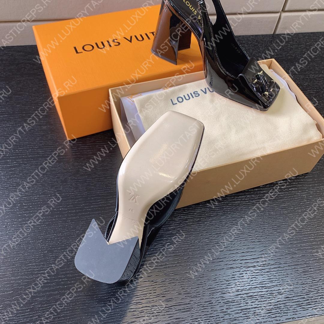 L**is vitton madeleine slingback pumps leather black 1a65og