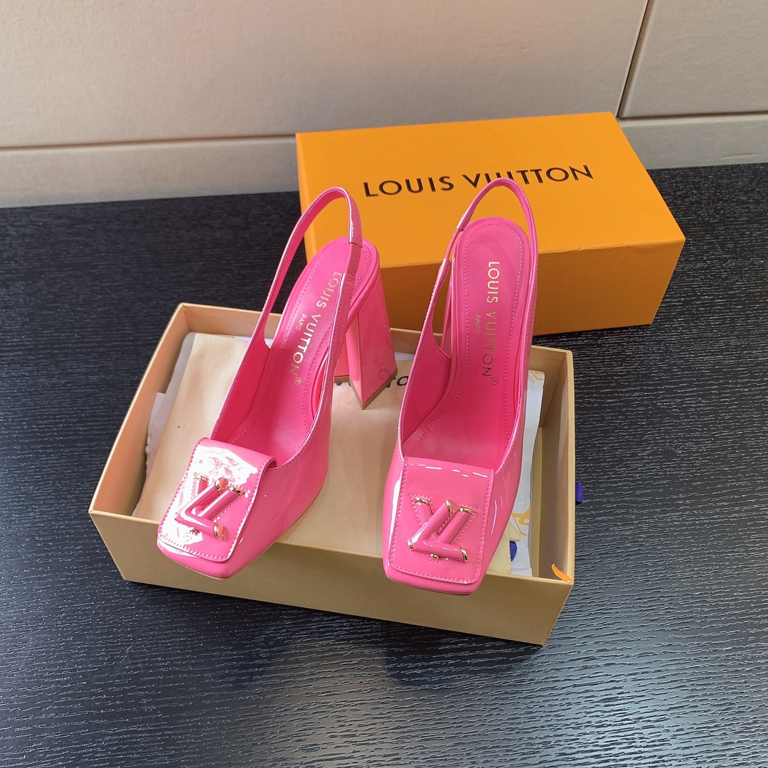L**is vitton madeleine slingback pumps leather pink 1a65og