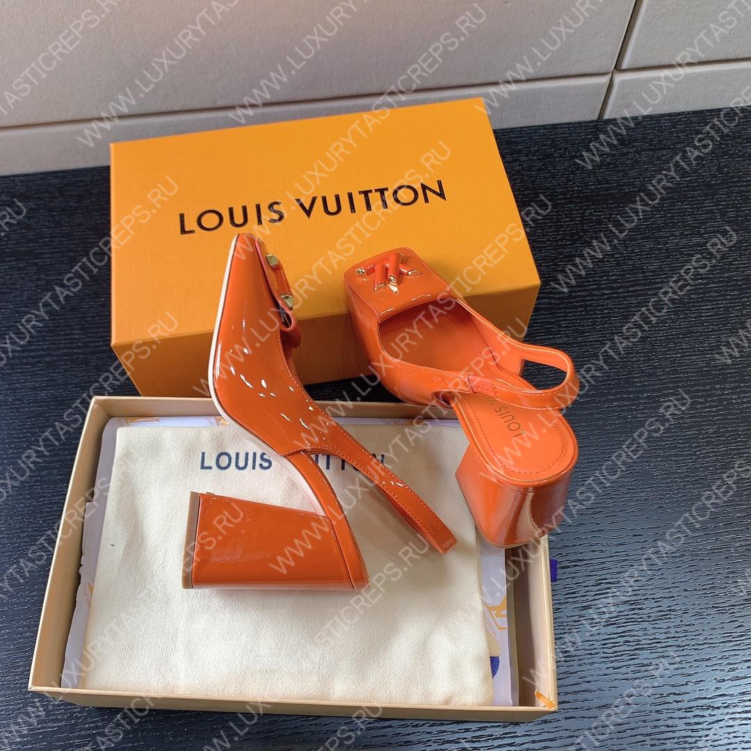 L**is vitton madeleine slingback pumps leather orange 1a65og