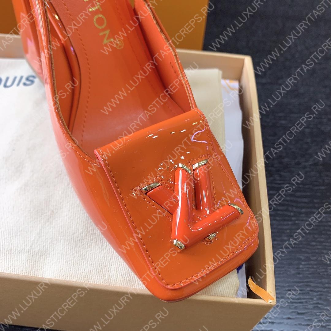 L**is vitton madeleine slingback pumps leather orange 1a65og