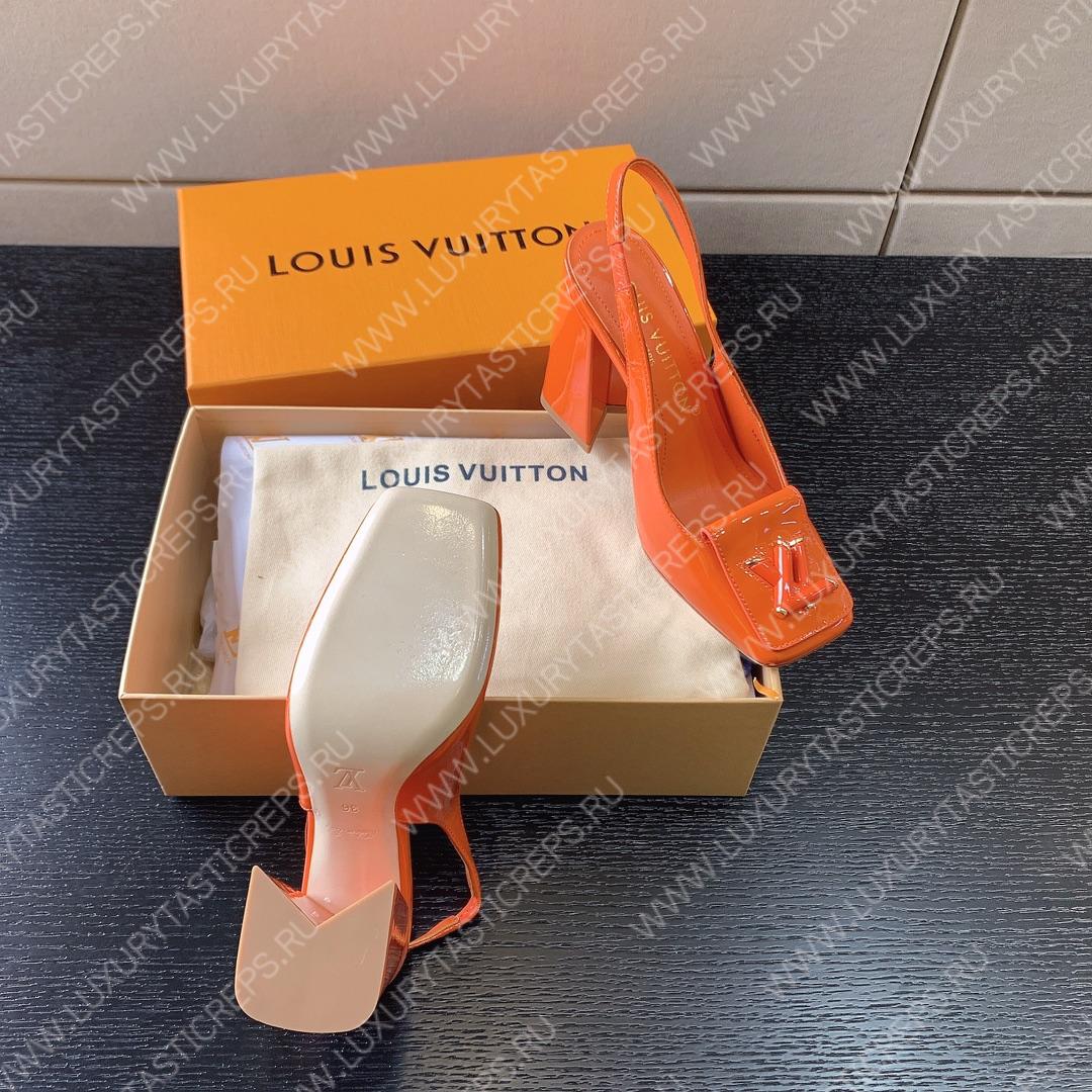 L**is vitton madeleine slingback pumps leather orange 1a65og