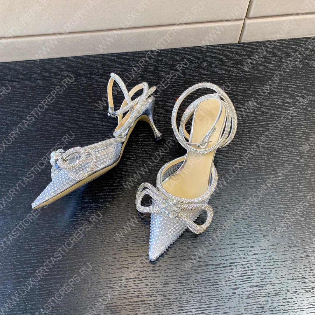 MACH & MACH Double Bow Pumps 110 SILVER
