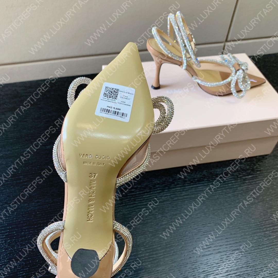MACH AND MACH DOUBLE BOW 110 CRYSTAL SATIN PUMPS BROWN FW200235