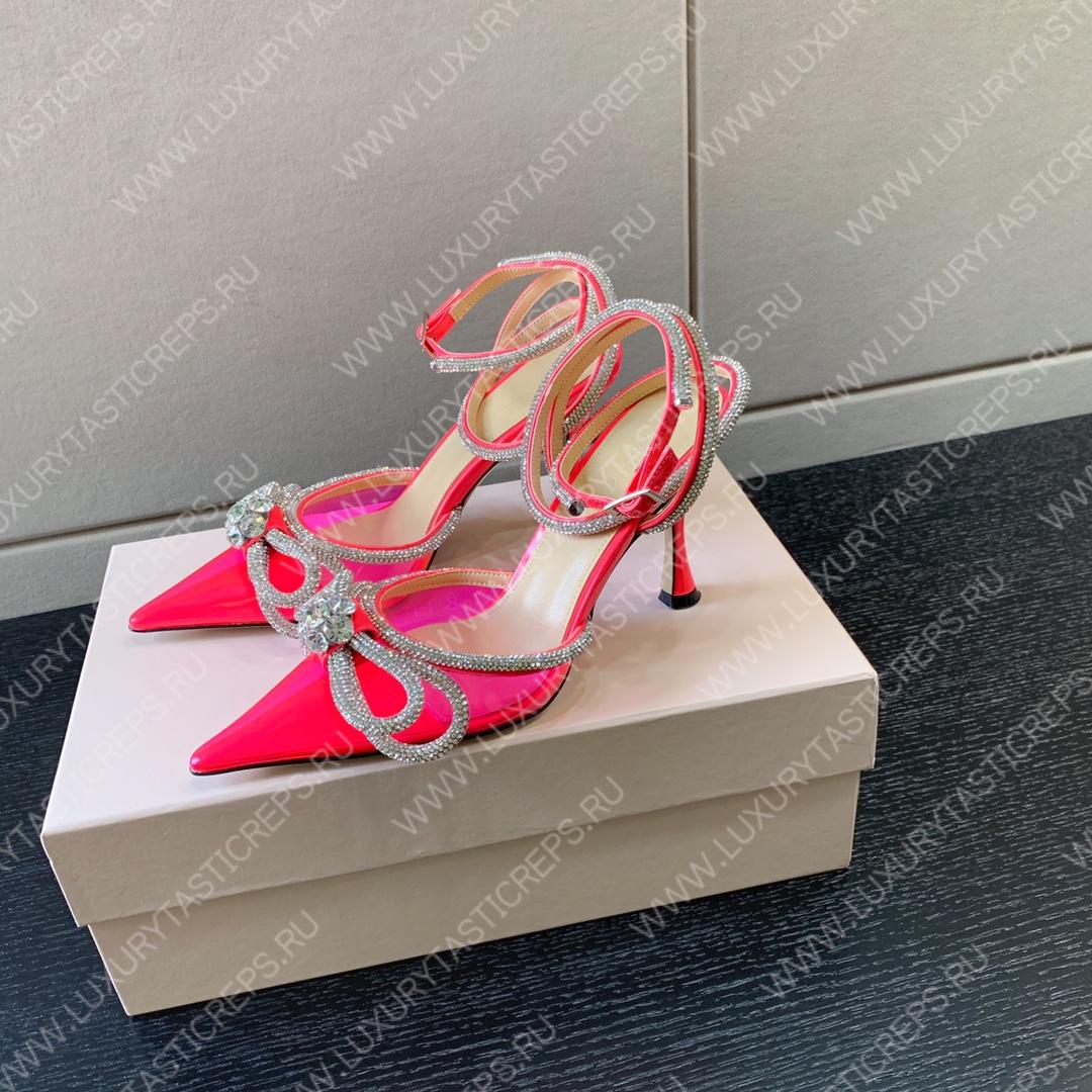 MACH AND MACH DOUBLE BOW 110 CRYSTAL SATIN PUMPS PINK FW200235