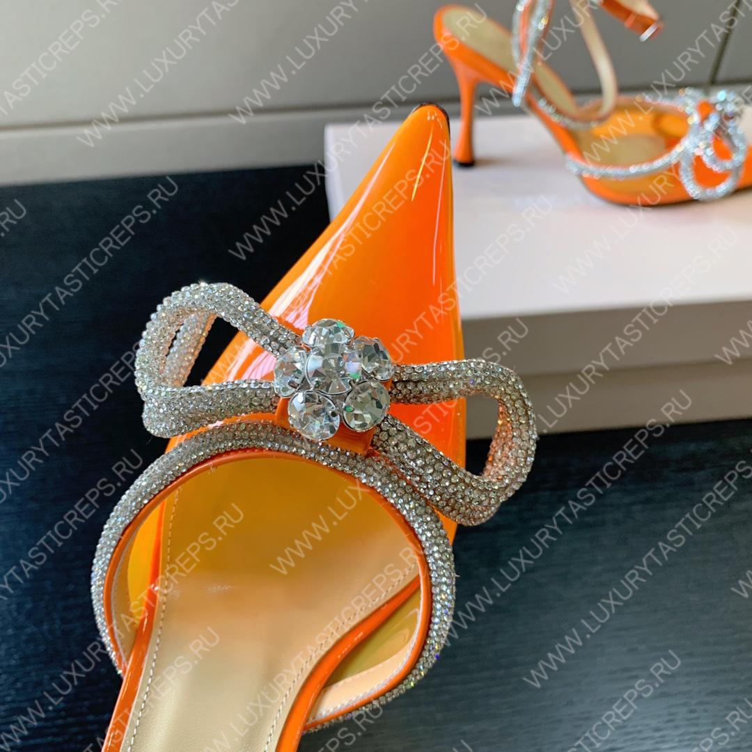 MACH AND MACH DOUBLE BOW 110 CRYSTAL SATIN PUMPS ORANGE FW200235