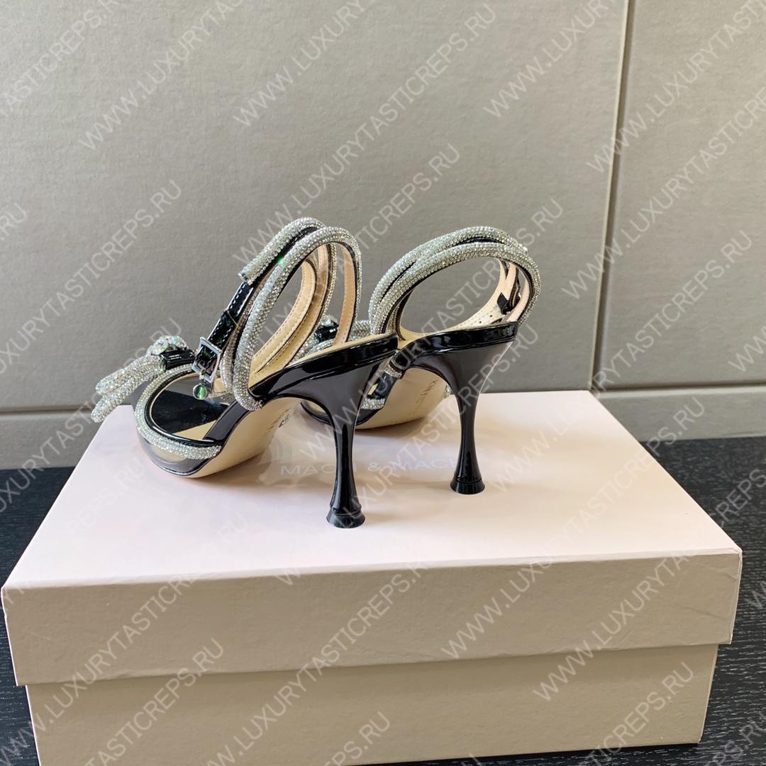 MACH AND MACH DOUBLE BOW 110 CRYSTAL SATIN PUMPS BLACK FW200235