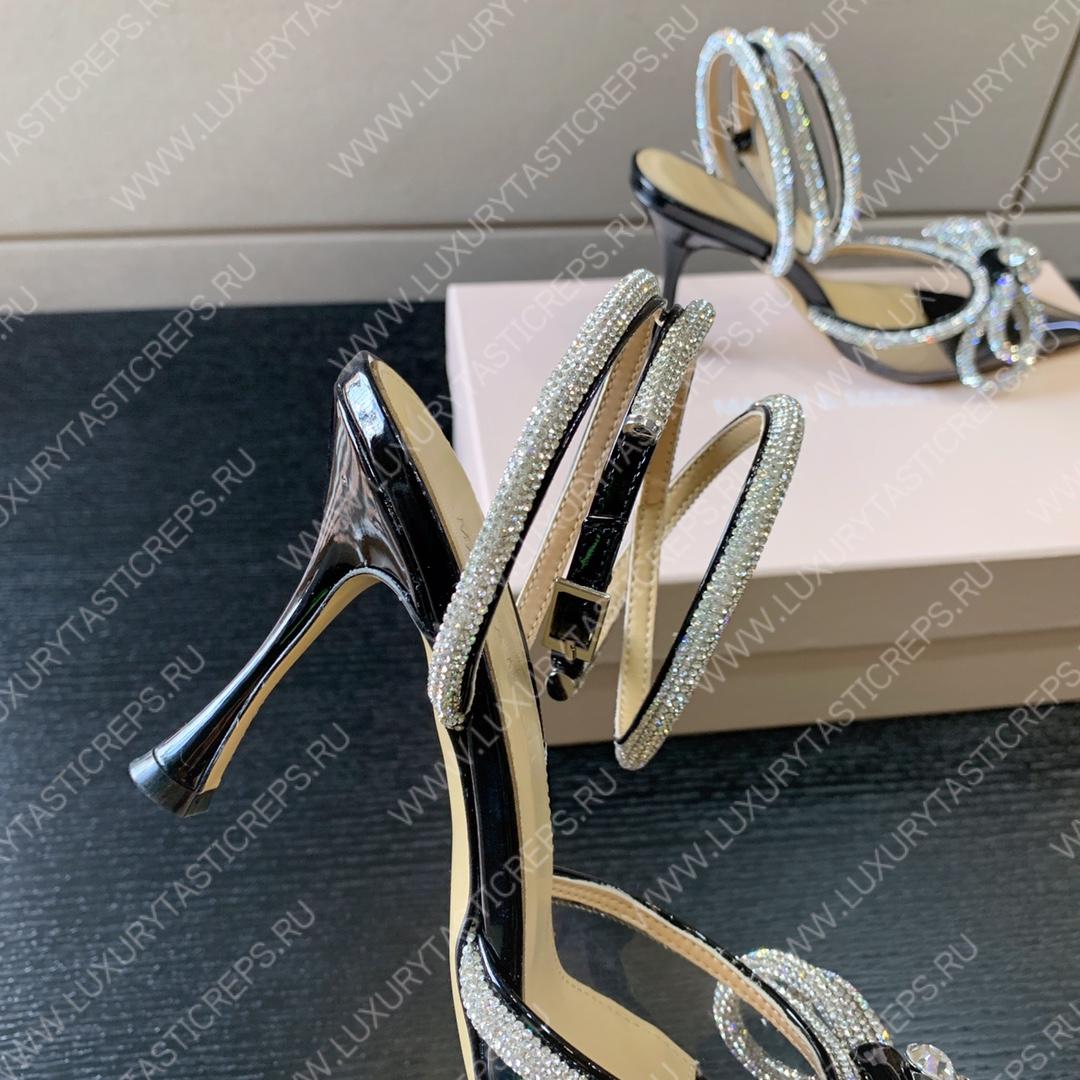 MACH AND MACH DOUBLE BOW 110 CRYSTAL SATIN PUMPS BLACK FW200235