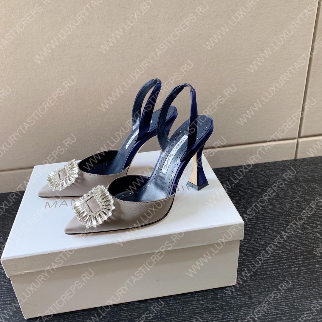 MANOLO BLAHNIK PRIETASLI SLINGBACK PUMPS GRAY 419-0473-0005