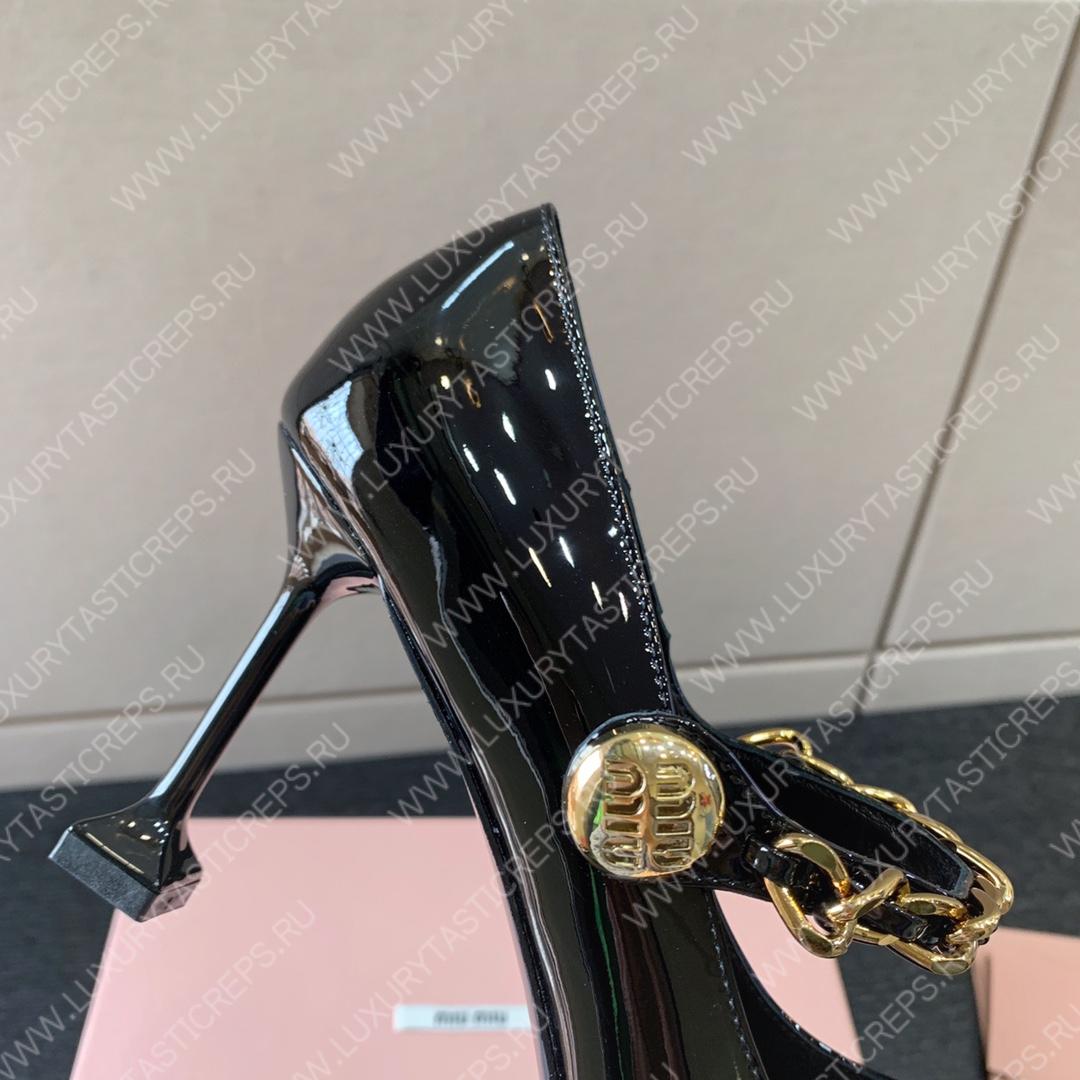 MIU MIU PATENT LEATHER PUMPS BLACK 5I814D