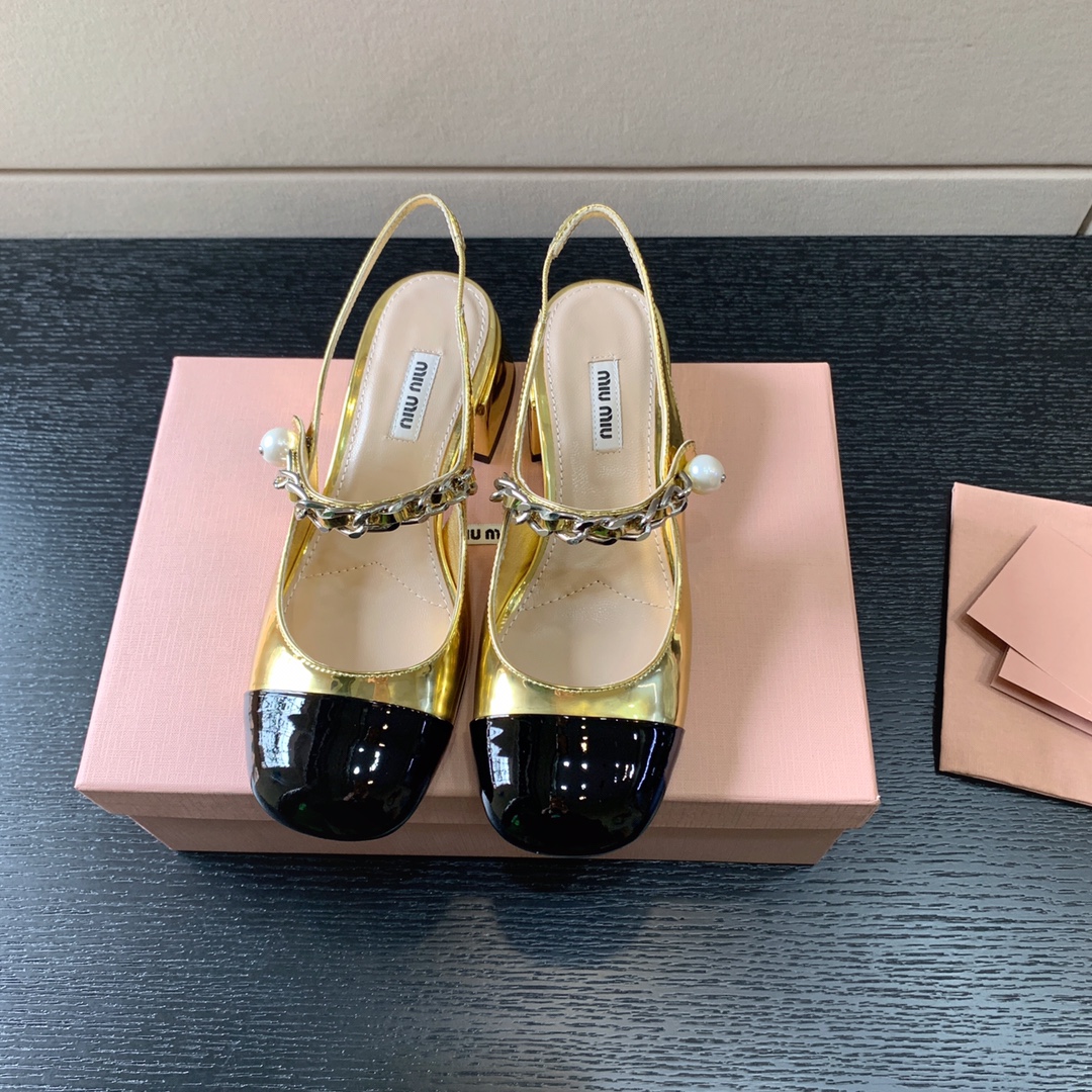 MIU MIU SLINGBACK PUMPS ALABASTER GOLD 5I460D