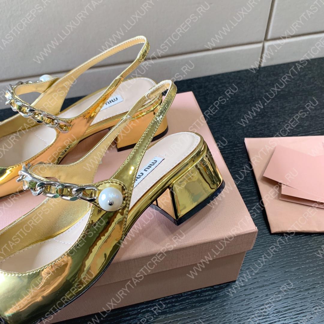MIU MIU SLINGBACK PUMPS ALABASTER GOLD 5I460D