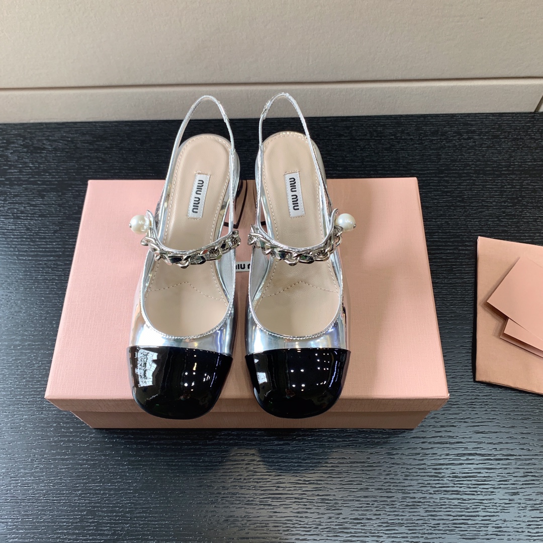 MIU MIU SLINGBACK PUMPS ALABASTER SILVER 5I460D