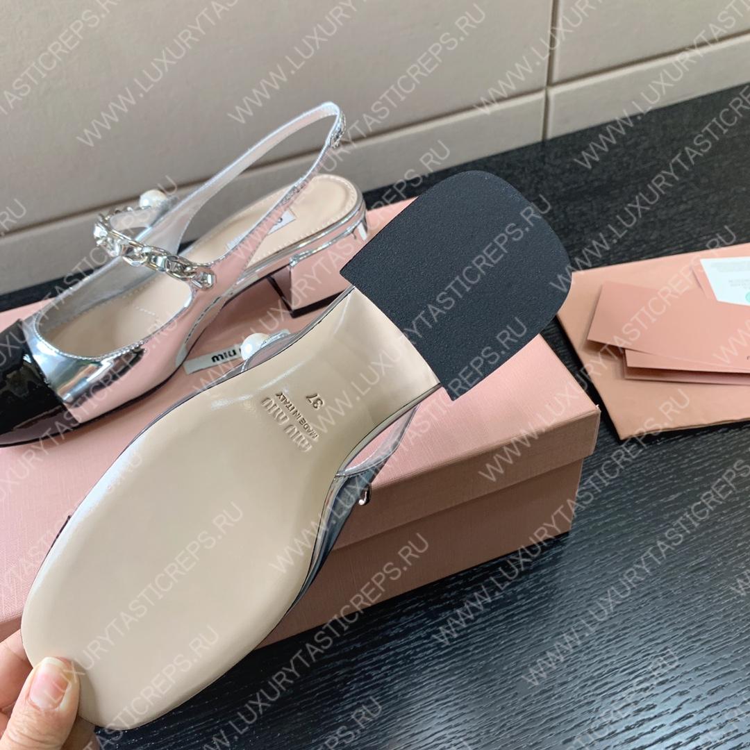 MIU MIU SLINGBACK PUMPS ALABASTER SILVER 5I460D